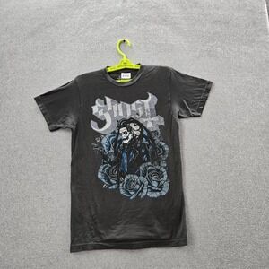 Ghost Men Shirt M Black Rock Band Blue Roses Short Sleeve Logo